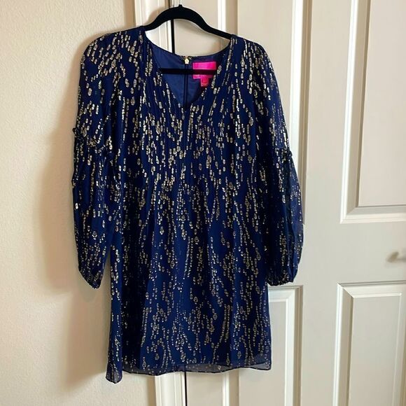 NWT Lilly Pulitzer Cleme Long Sleeve Silk Dress - Picture 7 of 9